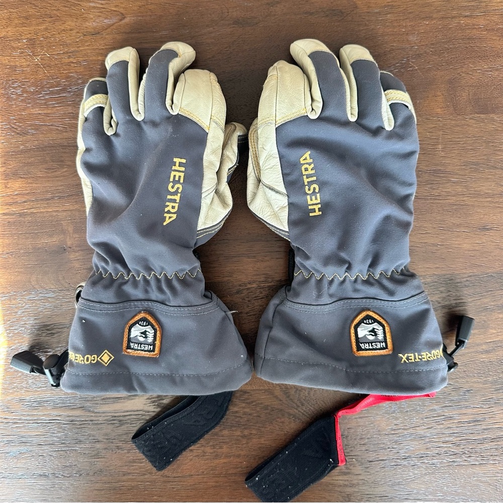 Hestra Army Leather GORETEX Grey Ski Glove, Size 6